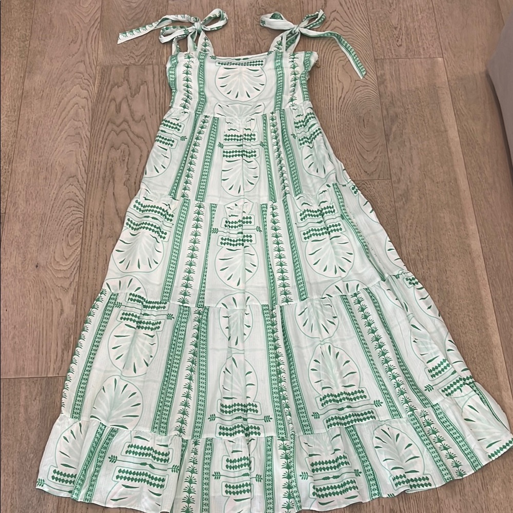 Emily McCarthy Green and White Maxi Dress nWT
